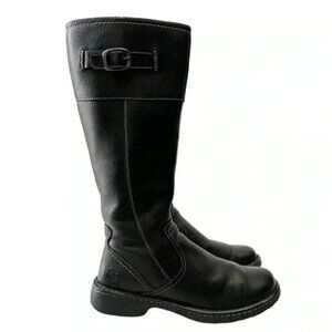 BORN Leather Riding Boots Tall Knee High Equestrian Buckle Black Size 6.5 EU37